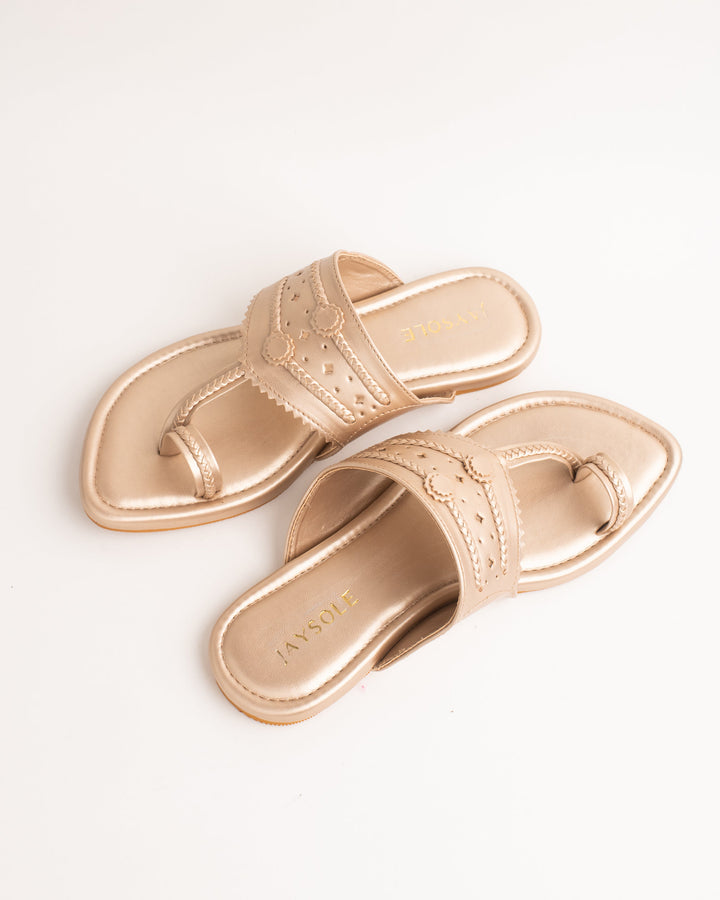 Jashn Rosegold Solid Kolha Flats 