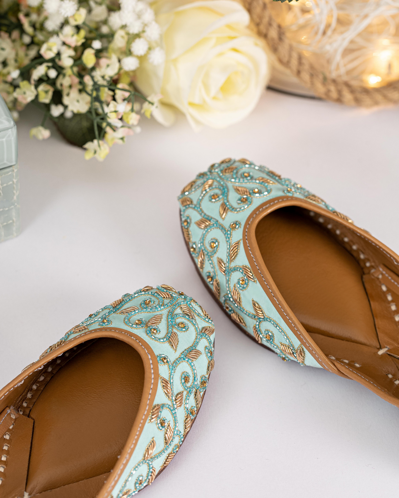 Mint Poppins Handcrafted Jutti