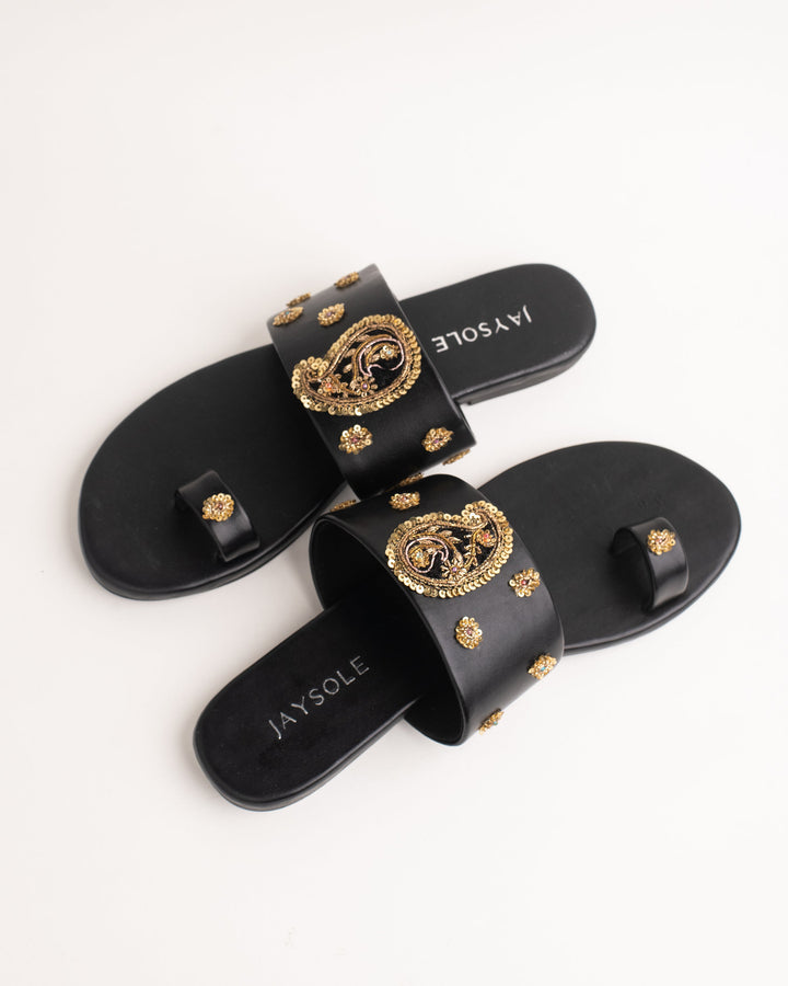 Koyal Black Handcrafted Flats
