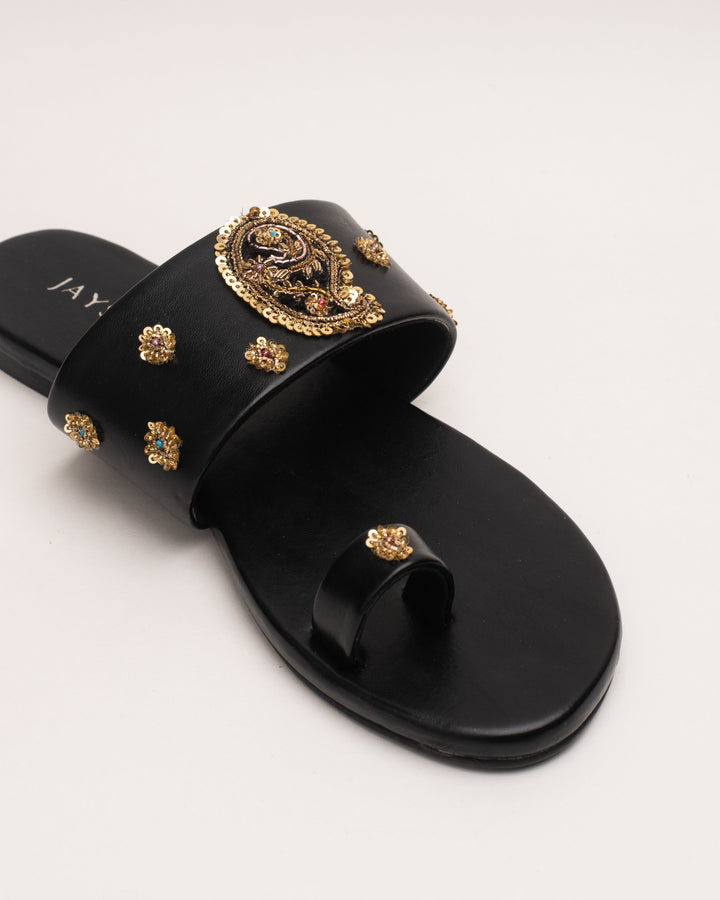 Koyal Black Handcrafted Flats