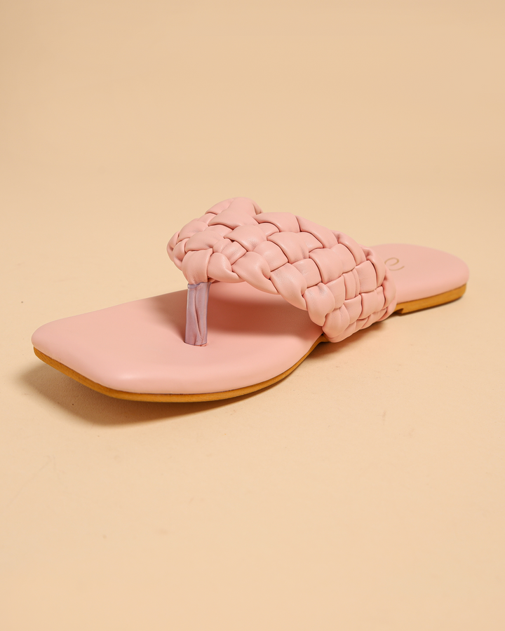 Cream Tan Braided Flats