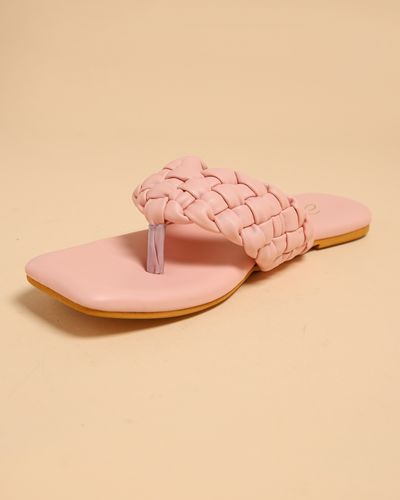 Cream Tan Braided Flats