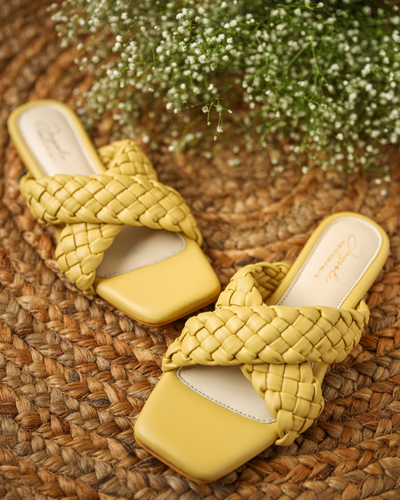 Blazing Yellow Braided Flats