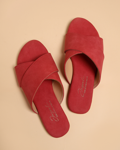 Sunkissed Coral Suede Flats